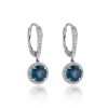 18ct White Gold Diamond 0.23ct and London Blue Topaz 2.38ct Halo Earrings 
