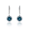 18ct White Gold Diamond 0.23ct and London Blue Topaz 2.38ct Halo Earrings 