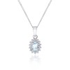 9ct White Gold Diamond 0.06ct and Aquamarine Halo Pendant