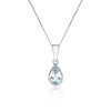 9ct White Gold Pear Cut Aquamarine Rub Over Pendant