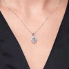 9ct white gold 0.75ct Aquamarine & 0.35ct Diamond Halo Pendant