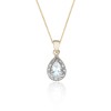 9ct Yellow Gold Pear Cut Aquamarine and 0.04ct Diamond Halo Pendant