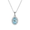 18ct White Gold 0.80ct Oval Cut Aquamarine and Diamond Pendant