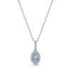 18ct White Gold Oval 0.45ct Aquamarine Diamond Halo Necklace