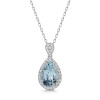 18ct White Gold Pear Cut 1.45ct Aquamarine with 0.30ct Diamond Halo Pendant