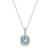 18ct White Gold Cushion Cut Aquamarine 0.75ct with Diamond Halo Pendant
