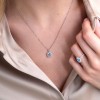18ct White Gold Cushion Cut Aquamarine 0.75ct with Diamond Halo Pendant