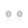 9ct White Gold 0.10ct Diamond and Aquamarine Halo Earrings