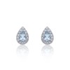 9ct White Gold Diamond 0.18ct and Aquamarine Halo Earrings