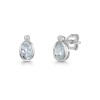 9ct White Gold 1.00ct Oval Bezel Set Aquamarine and 0.12ct Diamond Earrings