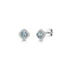 18ct White Gold Cushion Cut 0.45ct Aquamarine with Diamond Halo Earrings