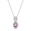 18ct White Gold Oval Cut 0.90ct Pink Sapphire with 0.30ct Diamond Halo Pendant