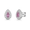 18ct White Gold Pear Cut Pink Sapphire 0.50ct with Diamond Halo Earrings
