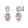 18ct White Gold Oval Cut Pink Sapphire 1.10ct with Diamond Halo Earrings
