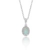 9ct White Gold Oval Cut Opal 0.68ct Diamond Halo Pendant
