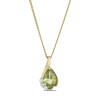 9ct Yellow Gold Pear Cut 0.50ct Peridot & Diamond Fancy Drop Pendant
