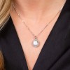 18ct White Gold 1.38ct Cabochon Cut Opal and Diamond Pendant