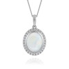 18ct White Gold 1.38ct Cabochon Cut Opal and Diamond Pendant
