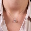 18ct White Gold Diamond 0.14ct and Morganite 1.73ct Halo Pendant