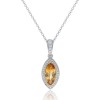 18ct White Gold Diamond 0.13ct and Citrine 0.99ct Halo Pendant