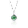 18ct White Gold Mixed Cut Tsavorite and Diamond 1.77ct Drop Flower Pendant