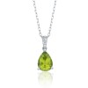 9ct White Gold Pear Cut Peridot 1.49ct Diamond Pendant