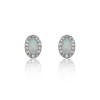 9ct White Gold Oval Cut Opal 0.80ct Diamond Halo Stud Earrings