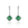 18ct White Gold 2.41ct Tsavorite and Round Brilliant Diamond Drop Flower Earrings
