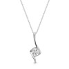 9ct White Gold Cubic Zirconia Cross Over Drop Pendant