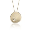 9ct Yellow Gold Cubic Zirconia Brushed Disc Drop Pendant 1
