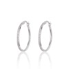 9ct White Gold Cubic Zirconia Hoop Earrings