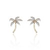 9ct Yellow Gold Cubic Zirconia Palm Tree Stud Earrings