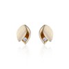 9ct Yellow Gold Cubic Zirconia Open Leaf Stud Earrings