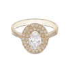 9ct Yellow Gold Oval Cut Cubic Zirconia Double Halo Solitaire Ring