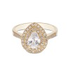 9ct Yellow Gold Cubic Zirconia Double Halo Pear Cut Solitaire Ring