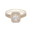 9ct Yellow Gold Cubic Zirconia Emerald Cut Halo Solitaire Ring