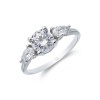 9ct White Gold Brilliant and Pear Cut Cubic Zirconia Three Stone Ring