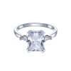 9ct White Gold Emerald Cut Cubic Zirconia Ring