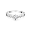 9ct White Gold 5mm Round Cubic Zirconia Solitaire Ring with Channel Set Shoulders