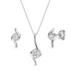 9ct White Gold Cubic Zirconia Fancy Round Brilliant Solitaire Pendant & Earring Set