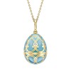 Faberg&eacute; Heritage Yellow Gold Turquoise Guilloch&eacute; Enamel Egg Pendant 173FP1349