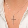 9ct White Gold Diamond Cut Cross Pendant