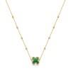9ct Yellow Gold Malachite Clover Necklet