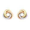 9ct Three Colour Gold Knot Stud Earrings