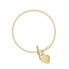 9ct Yellow Gold Heart T-Bar 18cm Bracelet