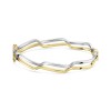 9ct Yellow & White Gold Two-Tone Open Wave Bangle
