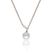 18ct Yellow Gold Pearl and 0.13ct Marquise Cut Diamond Pendant  1