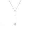 9ct White Gold Pearl And Diamond 0.08ct Long Drop Pendant