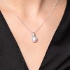 9ct White Gold pearl Oval Cubic Zirconia Pendant