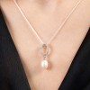 Silver Oval Cubic Zirconia 7-7.5mm Pearl Drop Pendant